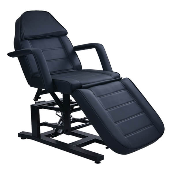 mia hydraulic beauty bed black front view with pillow