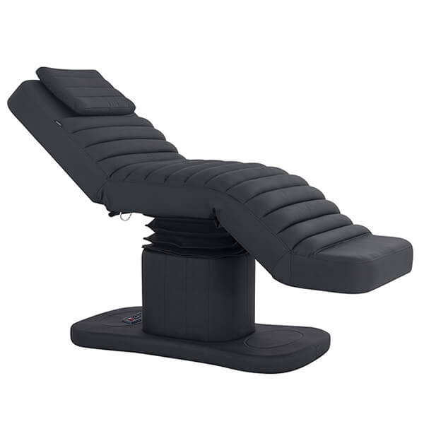 dsse gaia lash bed latte side view with raised back and leg rests