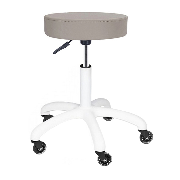 round medi stool with adjustable height and white base and gaslift