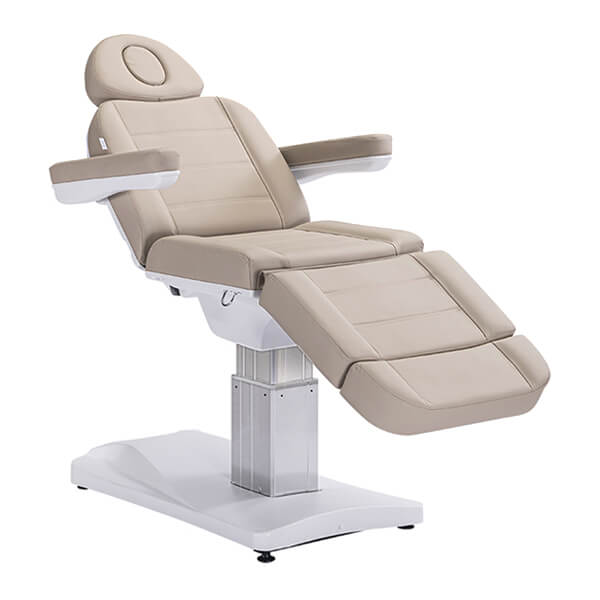 octavia treatment bed latte front view with raised legrest