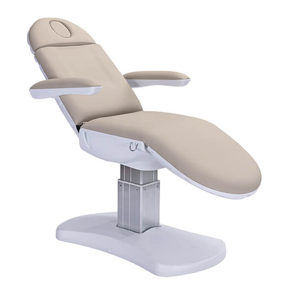 cosmedica treatment bed latte front view with incline and insert plug