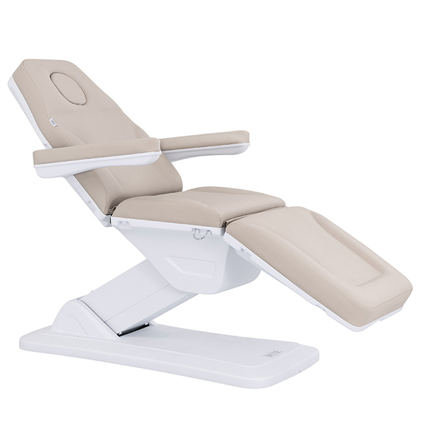 treatment bed in latte with electric adjustment for height back and leg sections