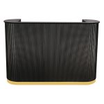 large salon reception desk with gold trim is great for big clinics