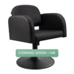 amalfi salon chair black round matt black base front angle view