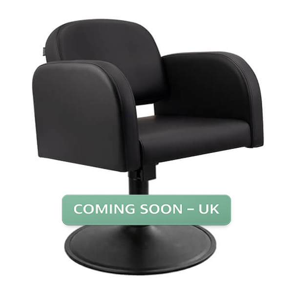 amalfi salon chair black round matt black base front angle view