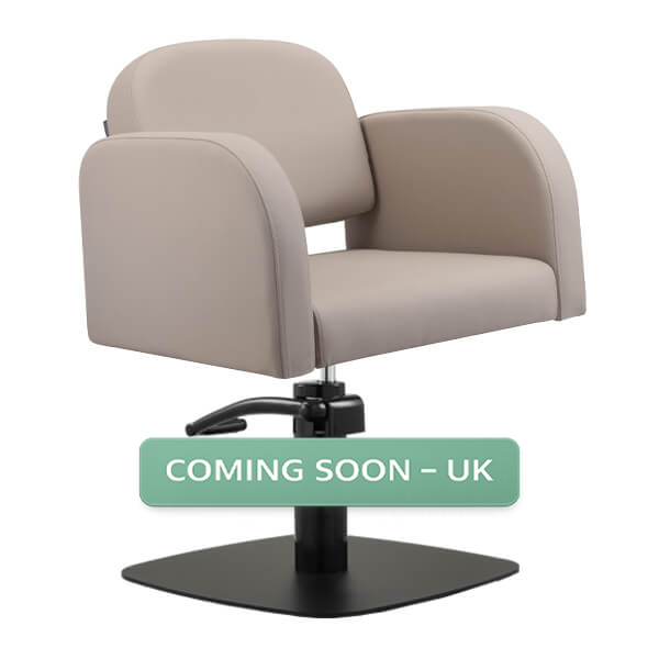 amalfi salon chair latte square matt black base front angle view