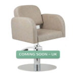 amalfi salon chair taupe round chrome base front angle view