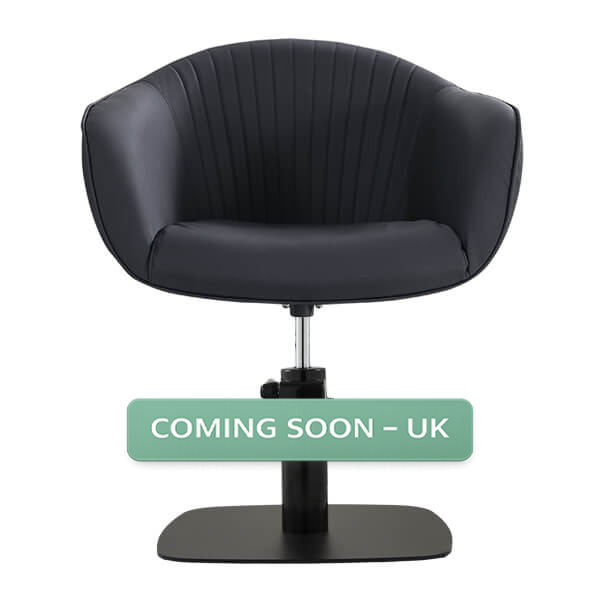 aria salon chair black square matt black base front view