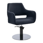 madison salon chair black round black gloss base front angle view