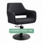 madison salon chair black round matt black base front angle view
