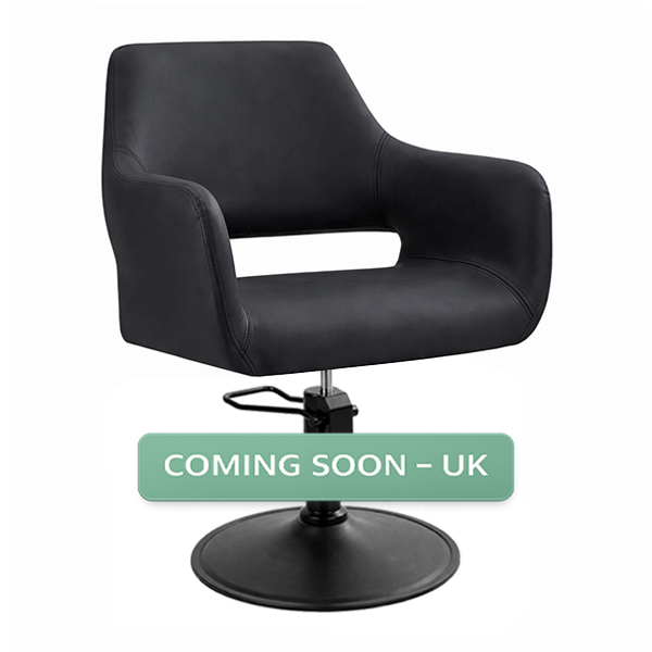 madison salon chair black round matt black base front angle view