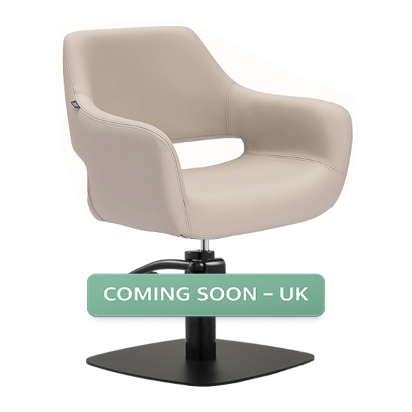 madison salon chair latte square matt black base front angle view
