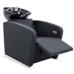 riviera electric recliner shampoo unit black front view full recline