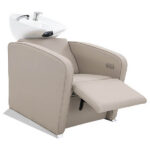 riviera electric recliner shampoo unit latte front view full recline
