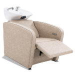 riviera electric recliner shampoo unit taupe front view full recline