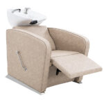 riviera recliner shampoo unit taupe front view full recline