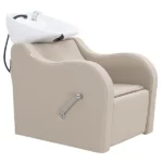 milos recliner shampoo unit latte front angle view closed recliner